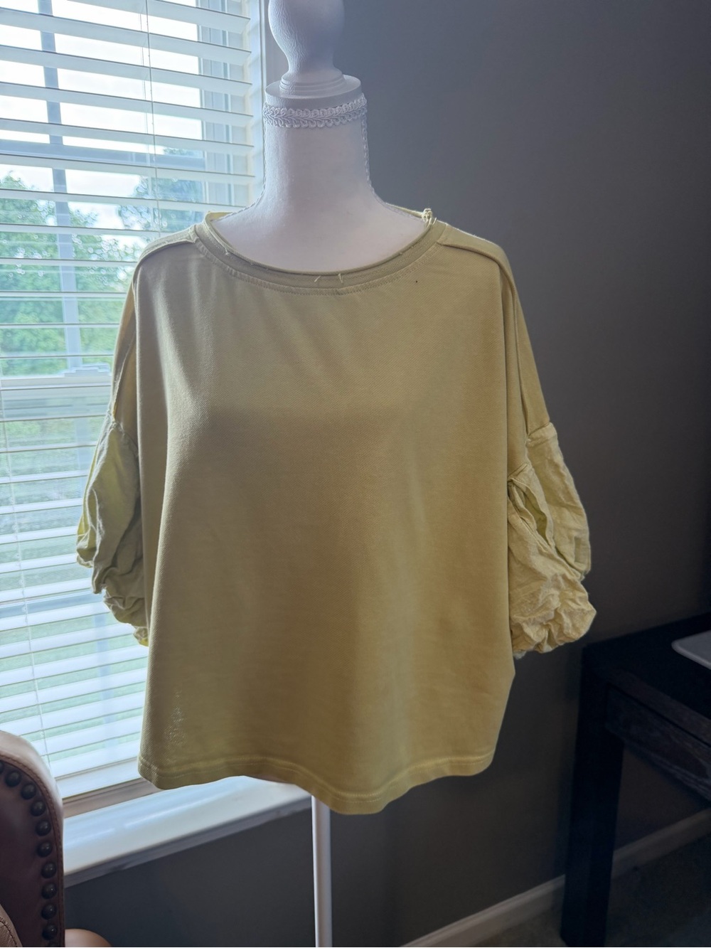 Oli & Hali Yellow Puff Sleeve Sweatshirt